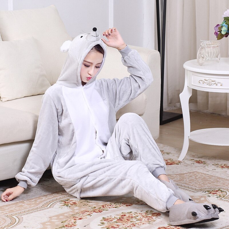 Onesie Animal Adult Gray Mouse | Adults Onesie