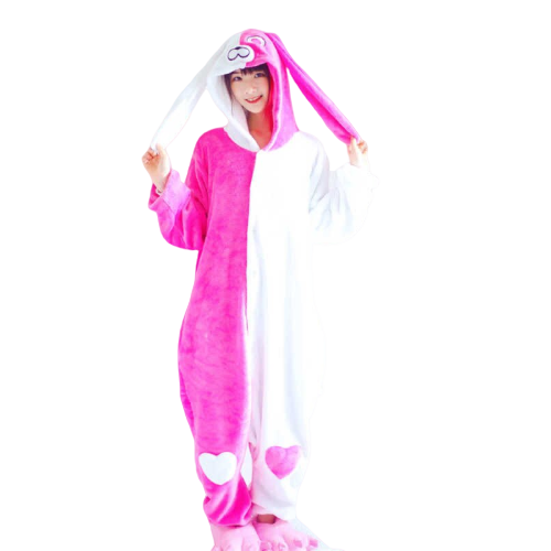 Lovely Rabbit Onesie For Adults Long Ear Bunny Animal Angel Animal Pajamas Women One Piece Pijama removebg preview - Adults Onesie